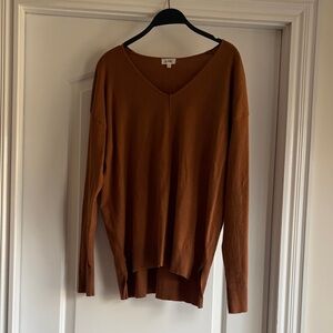 LA MIEL Chestnut Brown V-Neck Lightweight Sweater